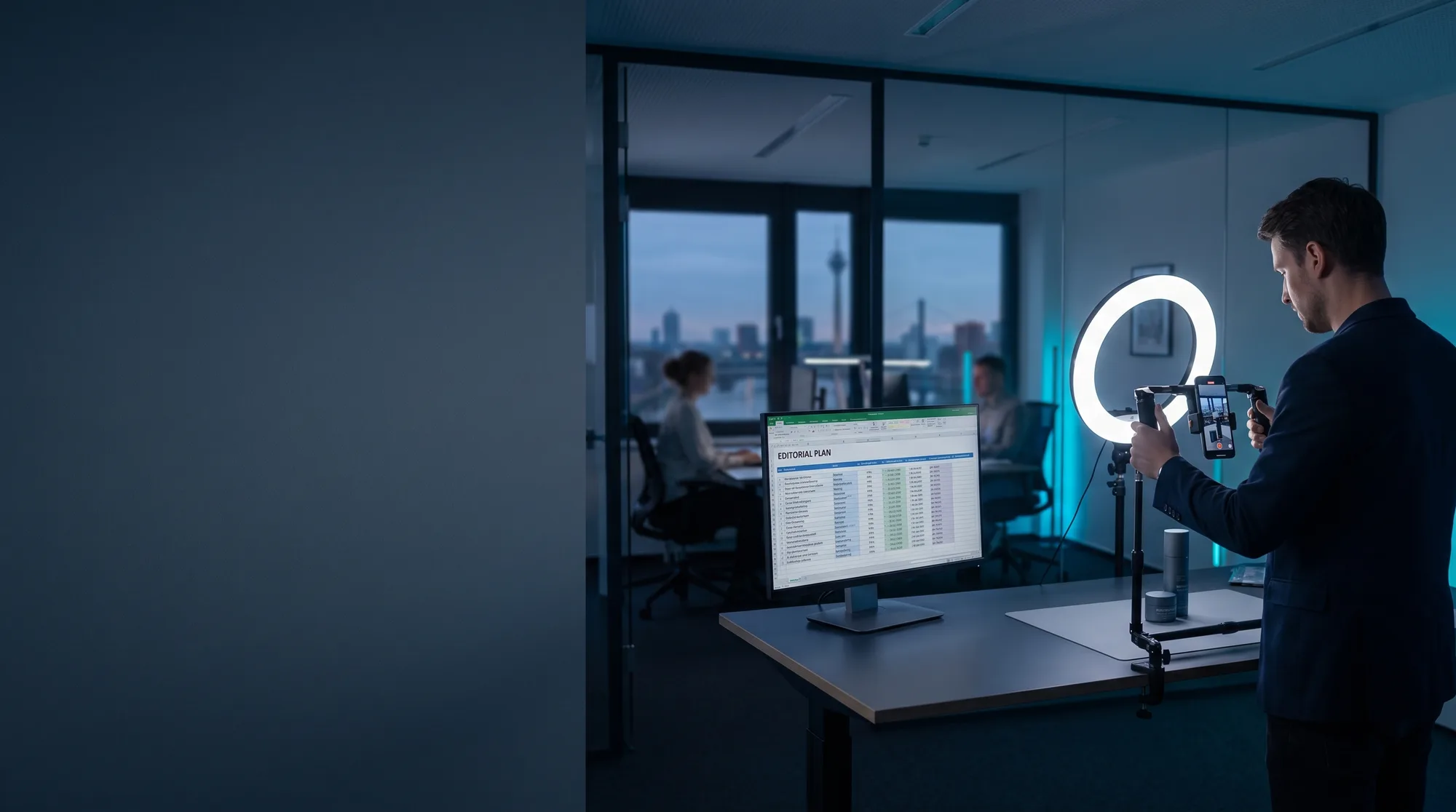 Content-Studio mit Ringlicht und Smartphone-Rig – Content Creation