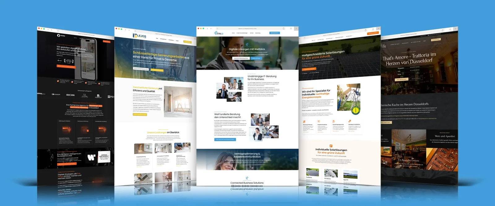 Mehrere Webseiten-Layouts im Showcase – Webdesign & Landingpages